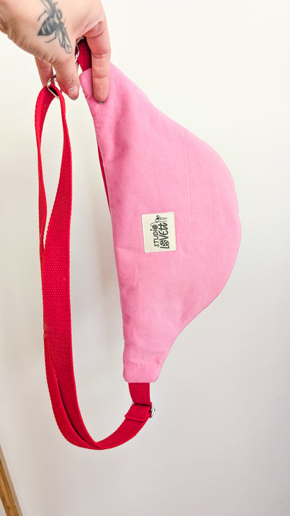 Bunte Cord Hipbag Bauchtasche Streifen Pink Gelb Rot