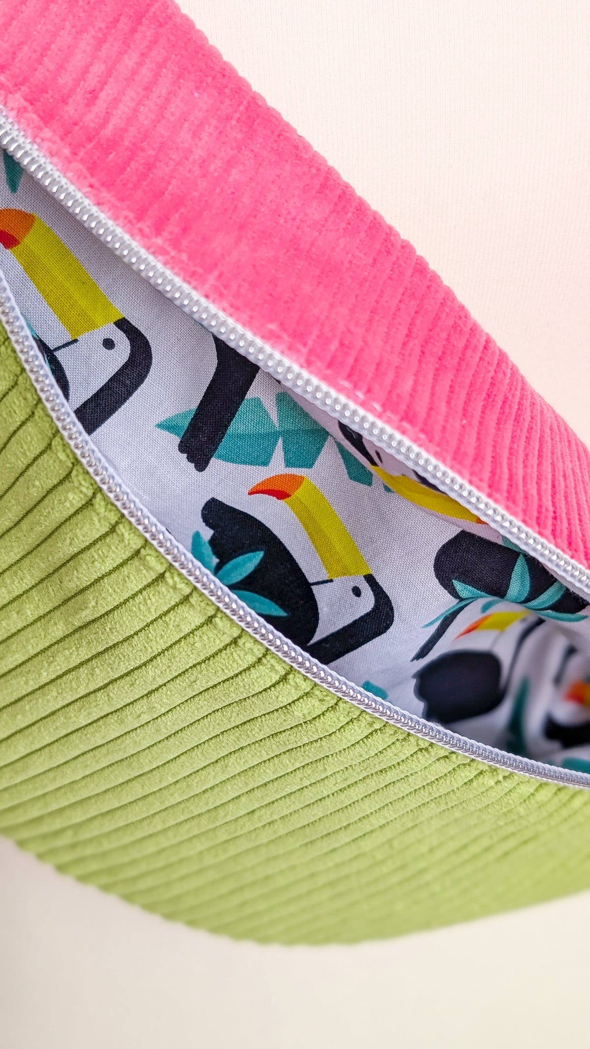 Bunte Colorblocking Cord Bauchtasche Sommer TROPICAL Tucans