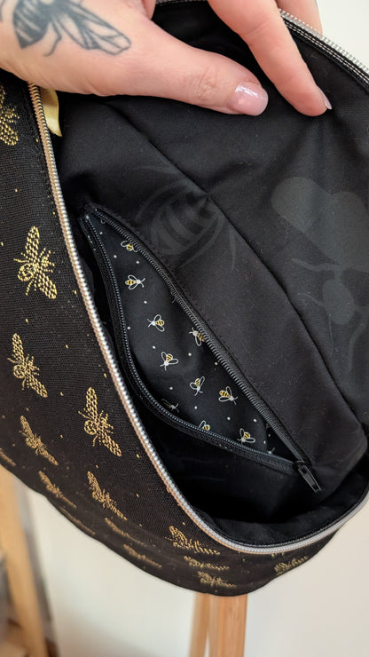 XL Bauchtasche Crossbody Bag Schwarz/Gold Bienen