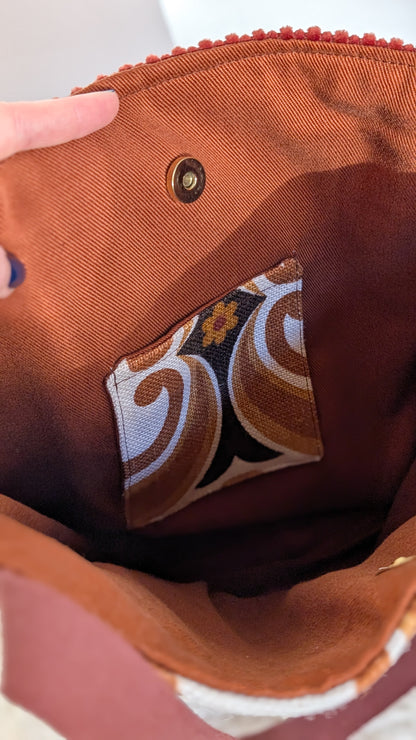 Upcycling Tote Bag Einkaufsbeutel Nachhaltige Einkaufstasche "Omi's 70's Table"