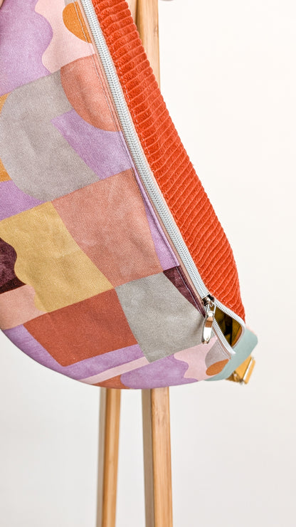 XL Crossbody Bag – bunte Color-Blocking Umhängetasche mit geometrischem Muster