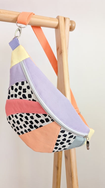 Zero Waste Hip Bag Patchwork - Bauchtasche Cord Pastell Einzelstück