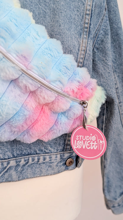 Große XL Umhängetasche Rainbow Plüsch Bauchtasche Kuschelfell