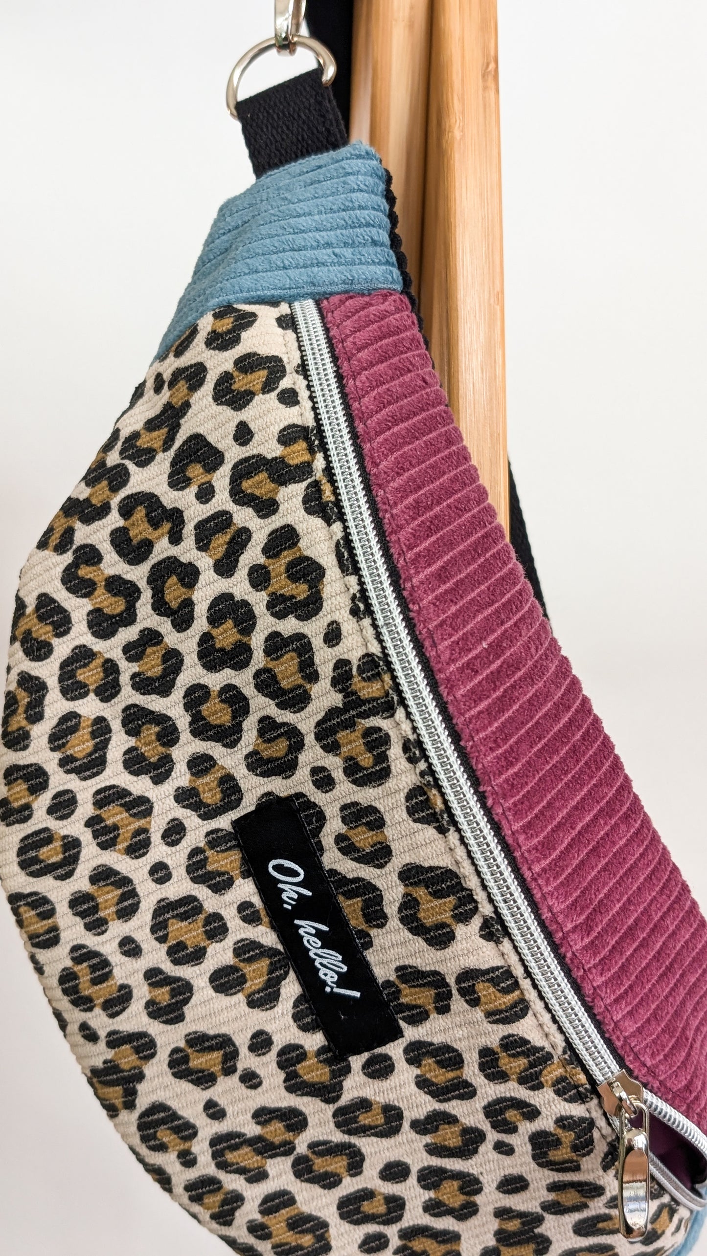 Pastell Color Blocking Cord Bauchtasche Hipbag Umhängetasche Beere LEO #2