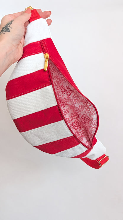 Weihnachten Hipbag Streifen Bauchtasche Patchwork Tasche Rot/Weiß LIMITIERT