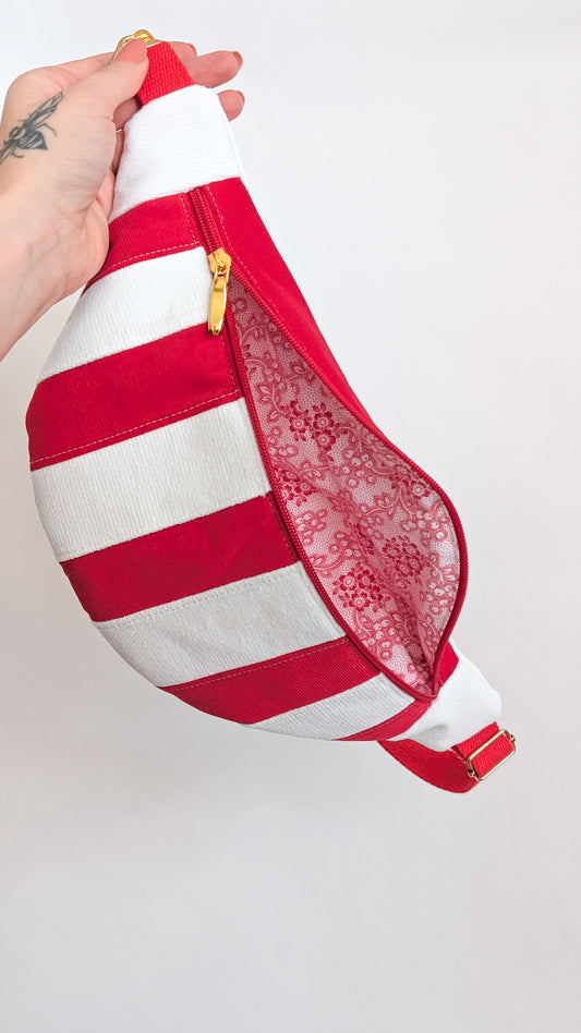 Weihnachten Hipbag Streifen Bauchtasche Patchwork Tasche Rot/Weiß LIMITIERT