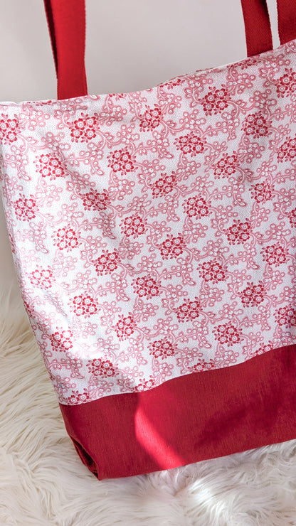 Upcycling Einkaufsbeutel Winterbeeren Einkaufstasche "Omi's Tischdecke"