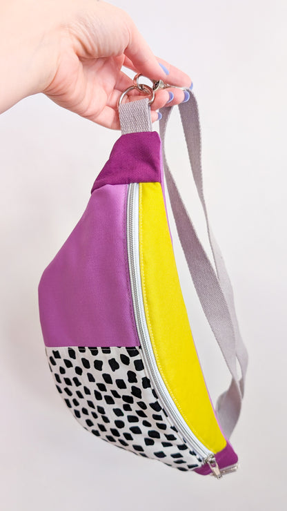 80s Hipbag Bauchtasche Cross Body Bag Tupfen Pastell Lavendel