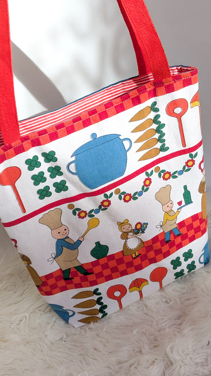 Upcycling Tote Bag Einkaufsbeutel Nachhaltige Einkaufstasche "Omi's 70s Kitchen"