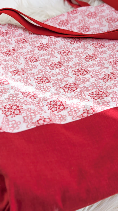 Upcycling Einkaufsbeutel Winterbeeren Einkaufstasche "Omi's Tischdecke"