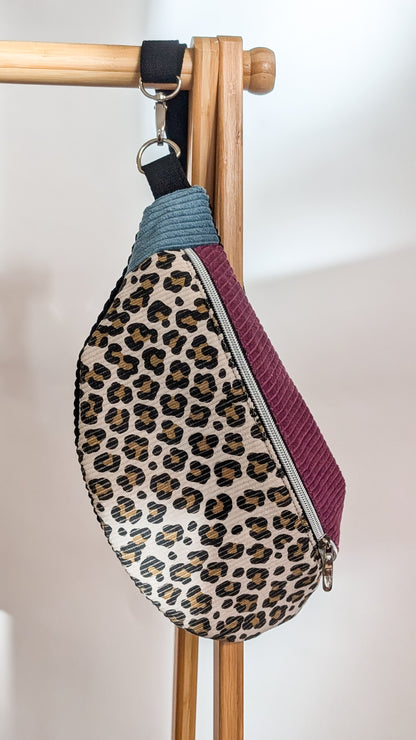Pastell Color Blocking Cord Bauchtasche Hipbag Umhängetasche Beere LEO #2
