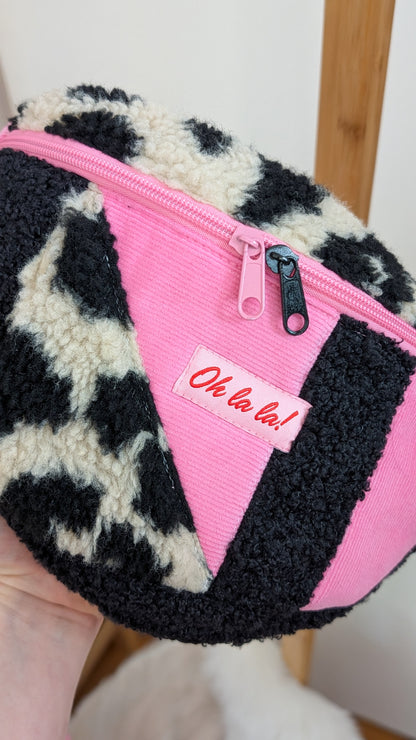 Zero Waste Bauchtasche Leo Plüsch Cord Pink Einzelstück