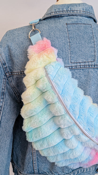 Große XL Umhängetasche Rainbow Plüsch Bauchtasche Kuschelfell