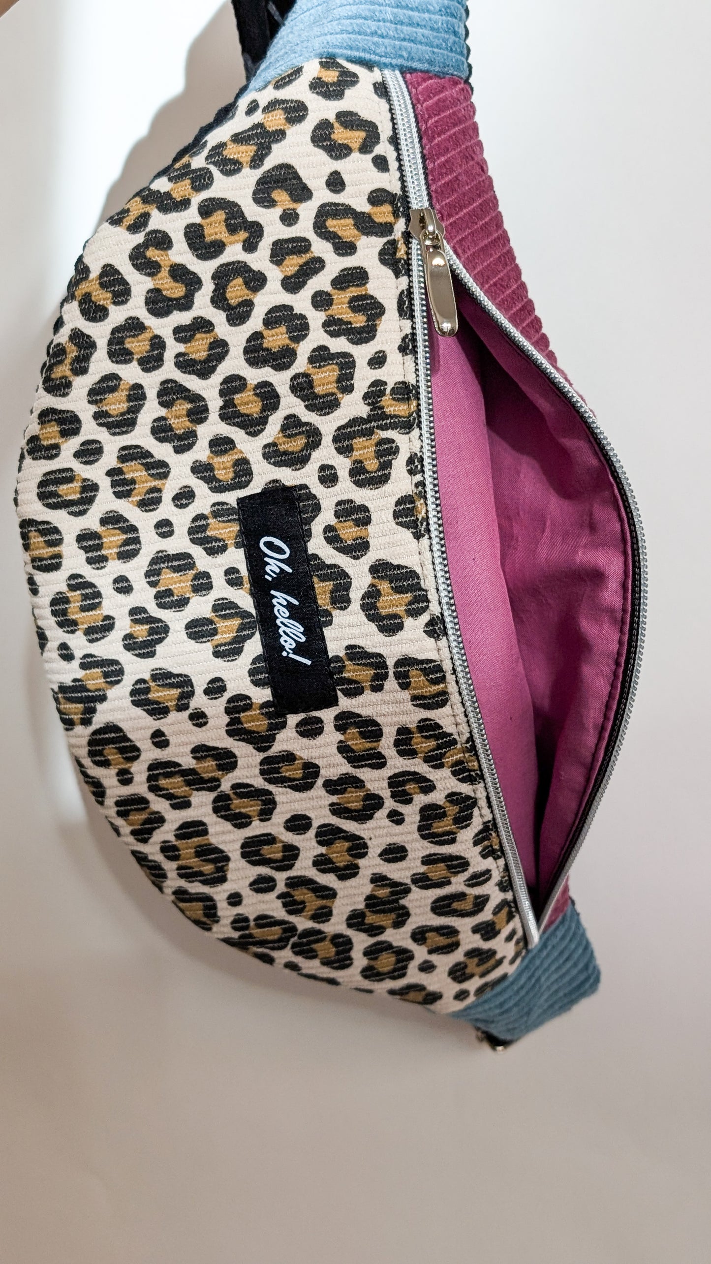 Pastell Color Blocking Cord Bauchtasche Hipbag Umhängetasche Beere LEO #2