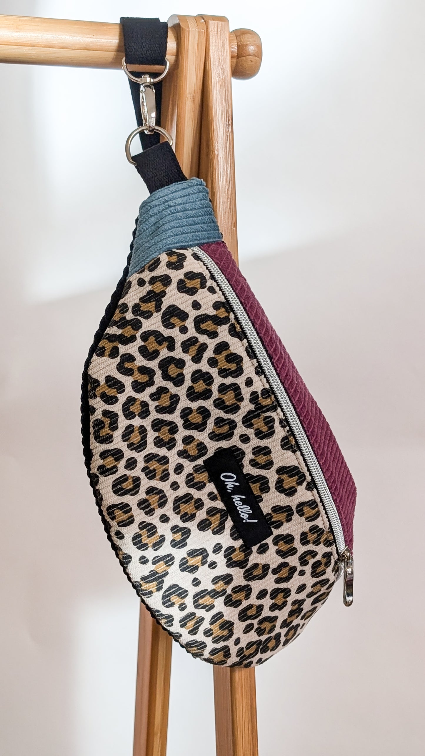 Pastell Color Blocking Cord Bauchtasche Hipbag Umhängetasche Beere LEO #2