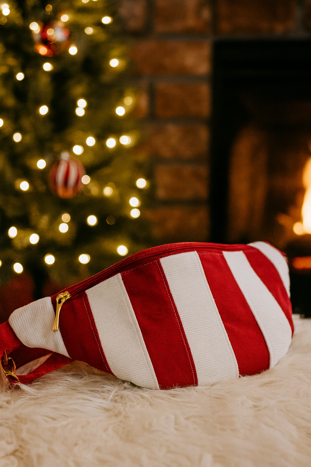 Weihnachten Hipbag Streifen Bauchtasche Patchwork Tasche Rot/Weiß LIMITIERT