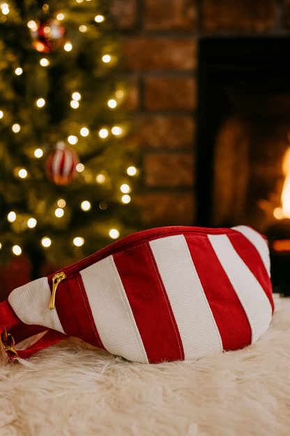 Weihnachten Hipbag Streifen Bauchtasche Patchwork Tasche Rot/Weiß LIMITIERT