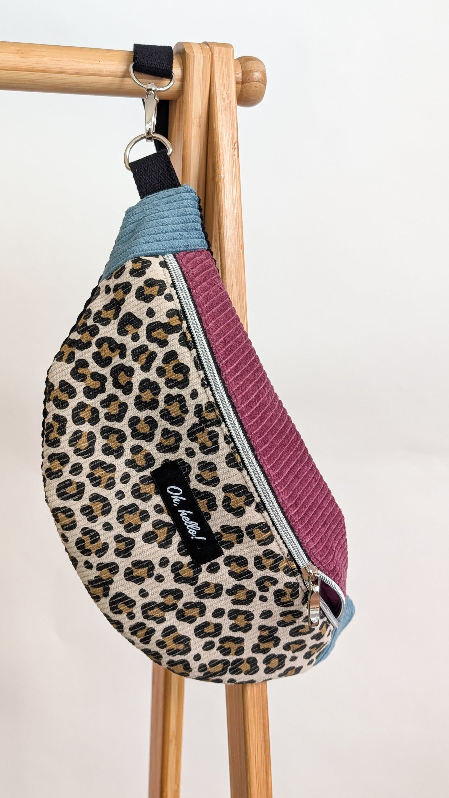 Pastell Color Blocking Cord Bauchtasche Hipbag Umhängetasche Beere LEO #2