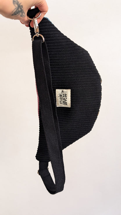 Pastell Color Blocking Cord Bauchtasche Hipbag Umhängetasche Beere LEO #2