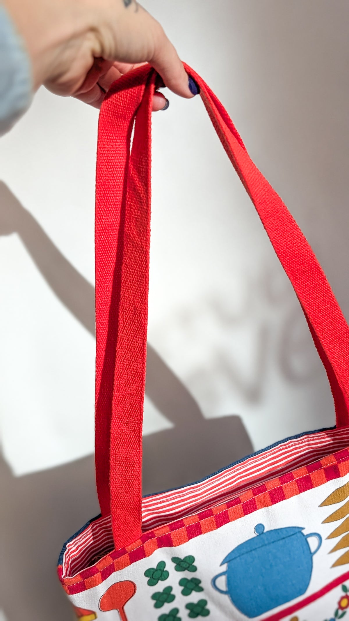Upcycling Tote Bag Einkaufsbeutel Nachhaltige Einkaufstasche "Omi's 70s Kitchen"