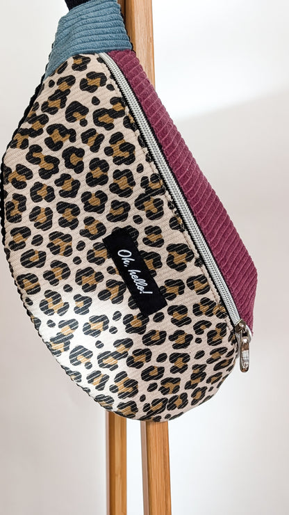 Pastell Color Blocking Cord Bauchtasche Hipbag Umhängetasche Beere LEO #2