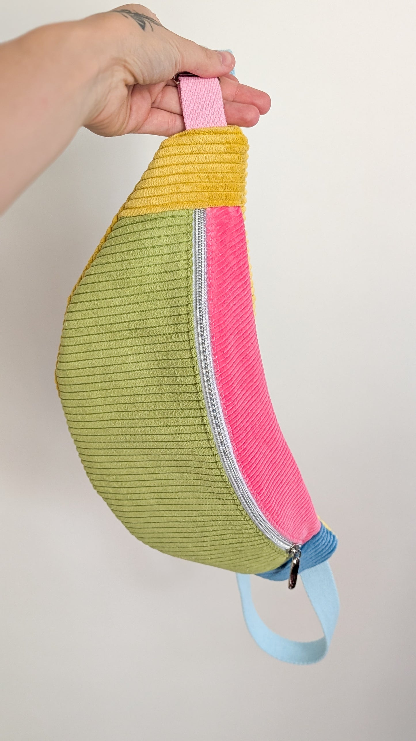 Bunte Colorblocking Cord Bauchtasche Sommer TROPICAL Tucans