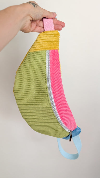 Bunte Colorblocking Cord Bauchtasche Sommer TROPICAL Tucans