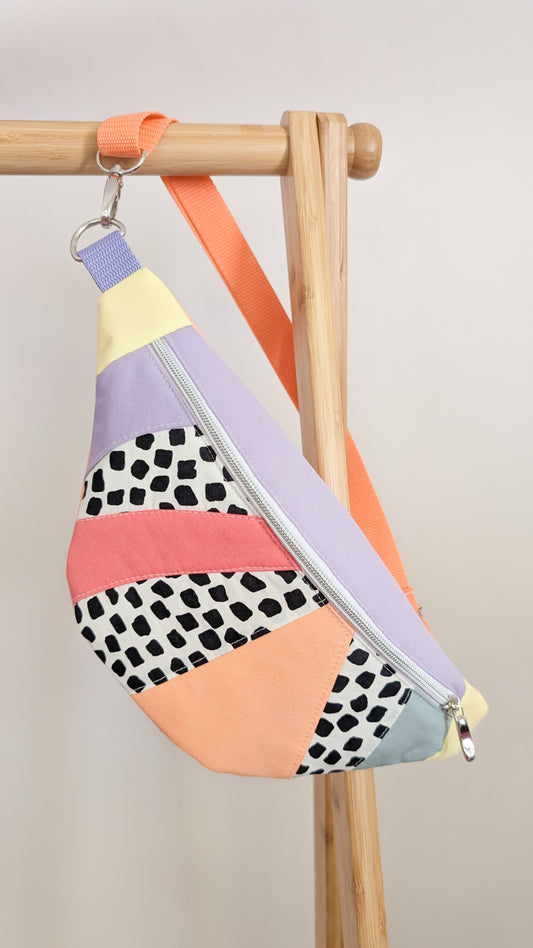 Zero Waste Hip Bag Patchwork - Bauchtasche Cord Pastell Einzelstück
