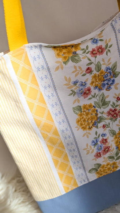 Upcycling Einkaufsbeutel Hortensien Einkaufstasche "Omi's Couchbezug"