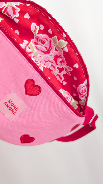 Pink/Rot Cord Bauchtasche Hipbag Crossbody Umhängetasche Herzchen More Amore