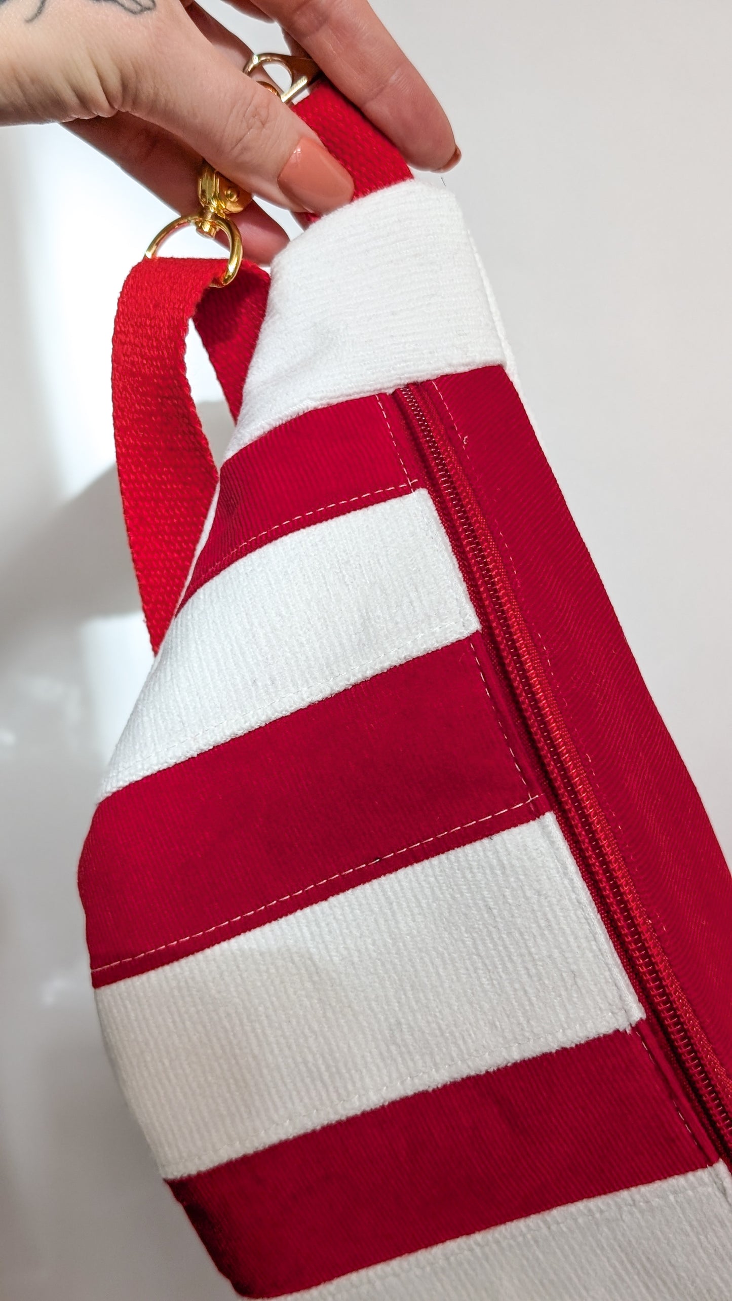 Weihnachten Hipbag Streifen Bauchtasche Patchwork Tasche Rot/Weiß LIMITIERT