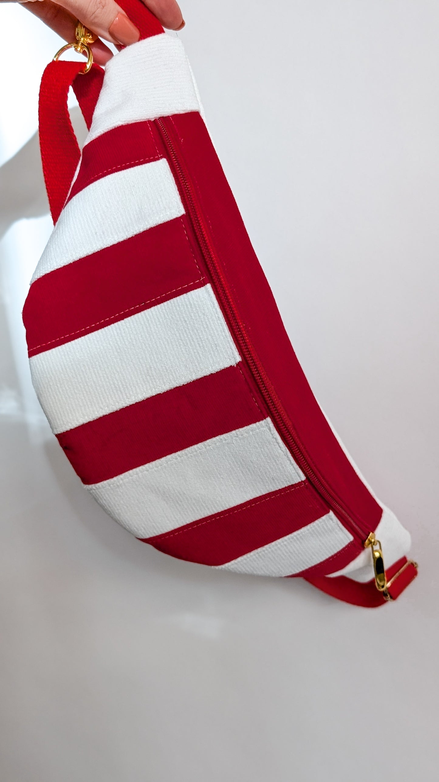 Weihnachten Hipbag Streifen Bauchtasche Patchwork Tasche Rot/Weiß LIMITIERT