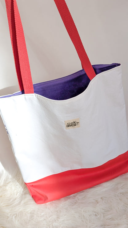 Handbemalte Upcycling Tasche Einkaufsbeutel Nachhaltige Einkaufstasche "Omi's Tischdecke"