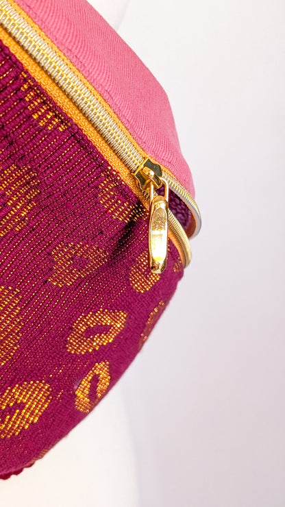 Upcycling Bauchtasche Crossbody Bag LEO Burgund/Gold Einzelstück