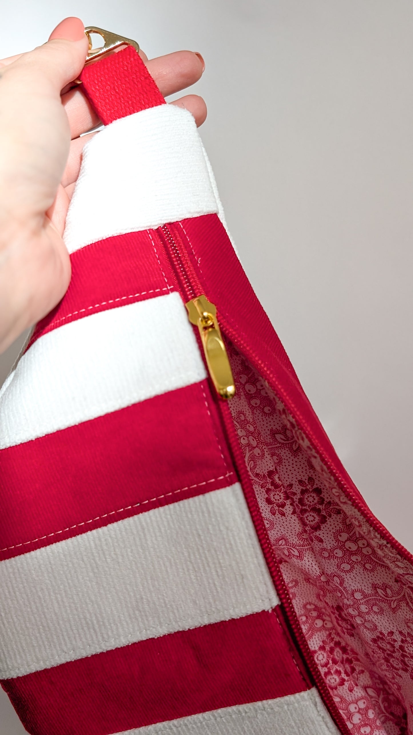 Weihnachten Hipbag Streifen Bauchtasche Patchwork Tasche Rot/Weiß LIMITIERT