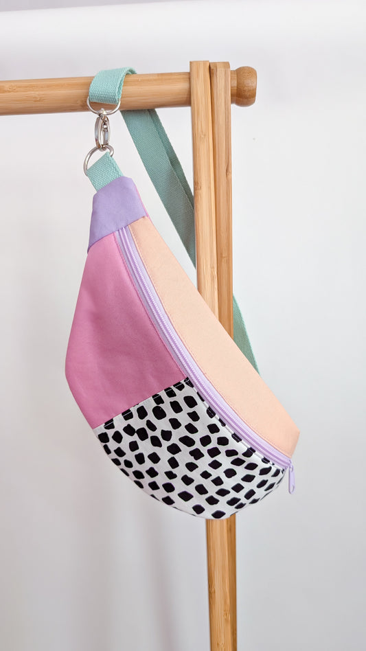 80s Hipbag Bauchtasche Cross Body Bag Tupfen Pastell Rosa, Peach & Flieder #4