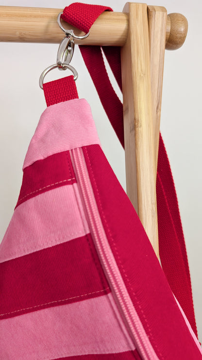 Bunte Cord Hipbag Bauchtasche Streifen Pink Gelb Rot