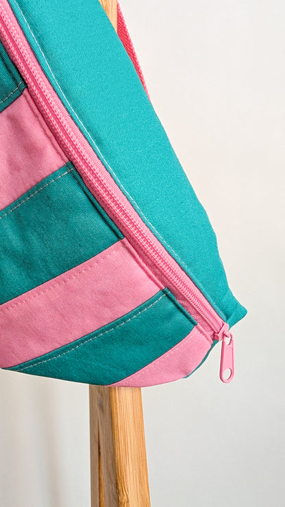 Bunte Hipbag Bauchtasche Patchwork Streifen Bag Grün/Rosa