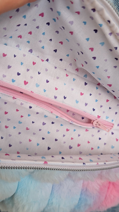 Große XL Umhängetasche Rainbow Plüsch Bauchtasche Kuschelfell