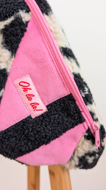 Zero Waste Bauchtasche Leo Plüsch Cord Pink Einzelstück