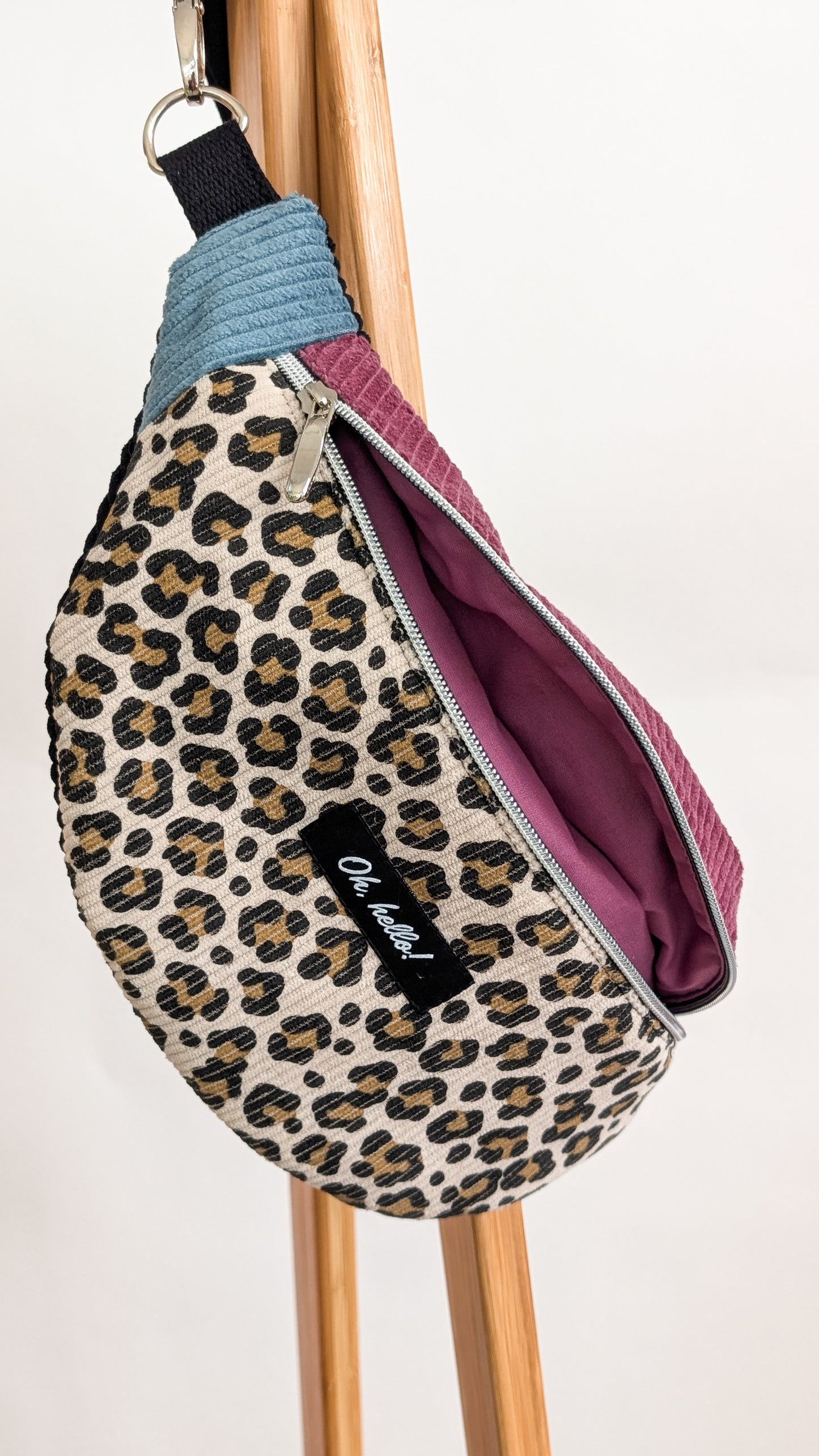 Pastell Color Blocking Cord Bauchtasche Hipbag Umhängetasche Beere LEO #2