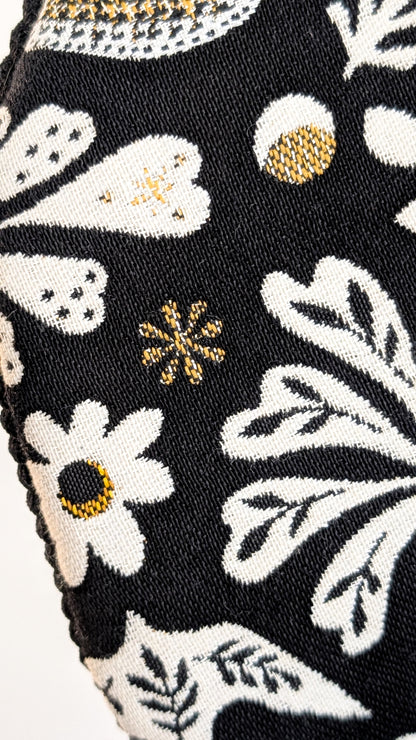 Große XL Umhängetasche Folklore Cord Schwarz/Weiß/Gold Weinrot