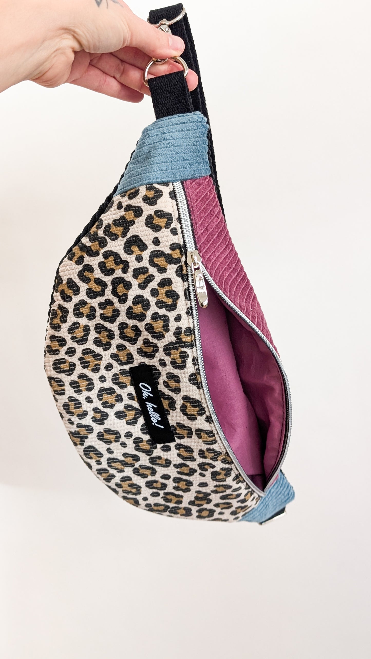 Pastell Color Blocking Cord Bauchtasche Hipbag Umhängetasche Beere LEO #2