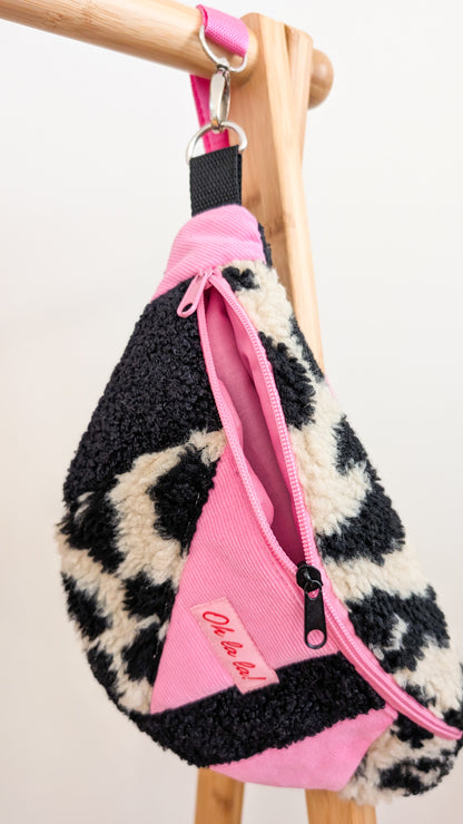Zero Waste Bauchtasche Leo Plüsch Cord Pink Einzelstück