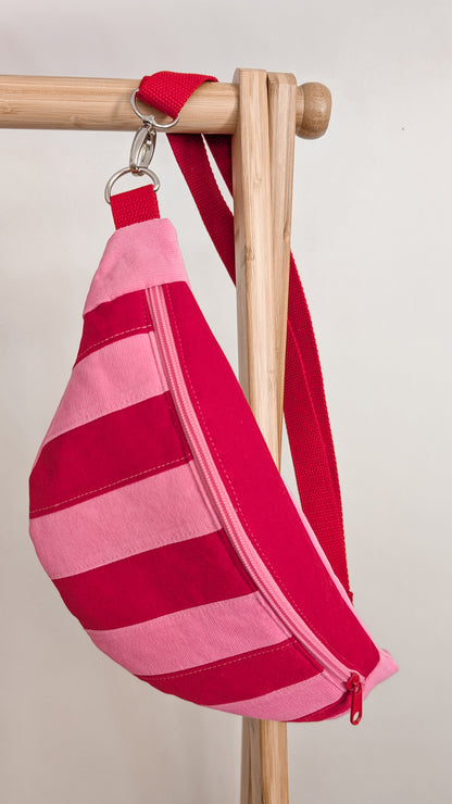 Bunte Cord Hipbag Bauchtasche Streifen Pink Gelb Rot