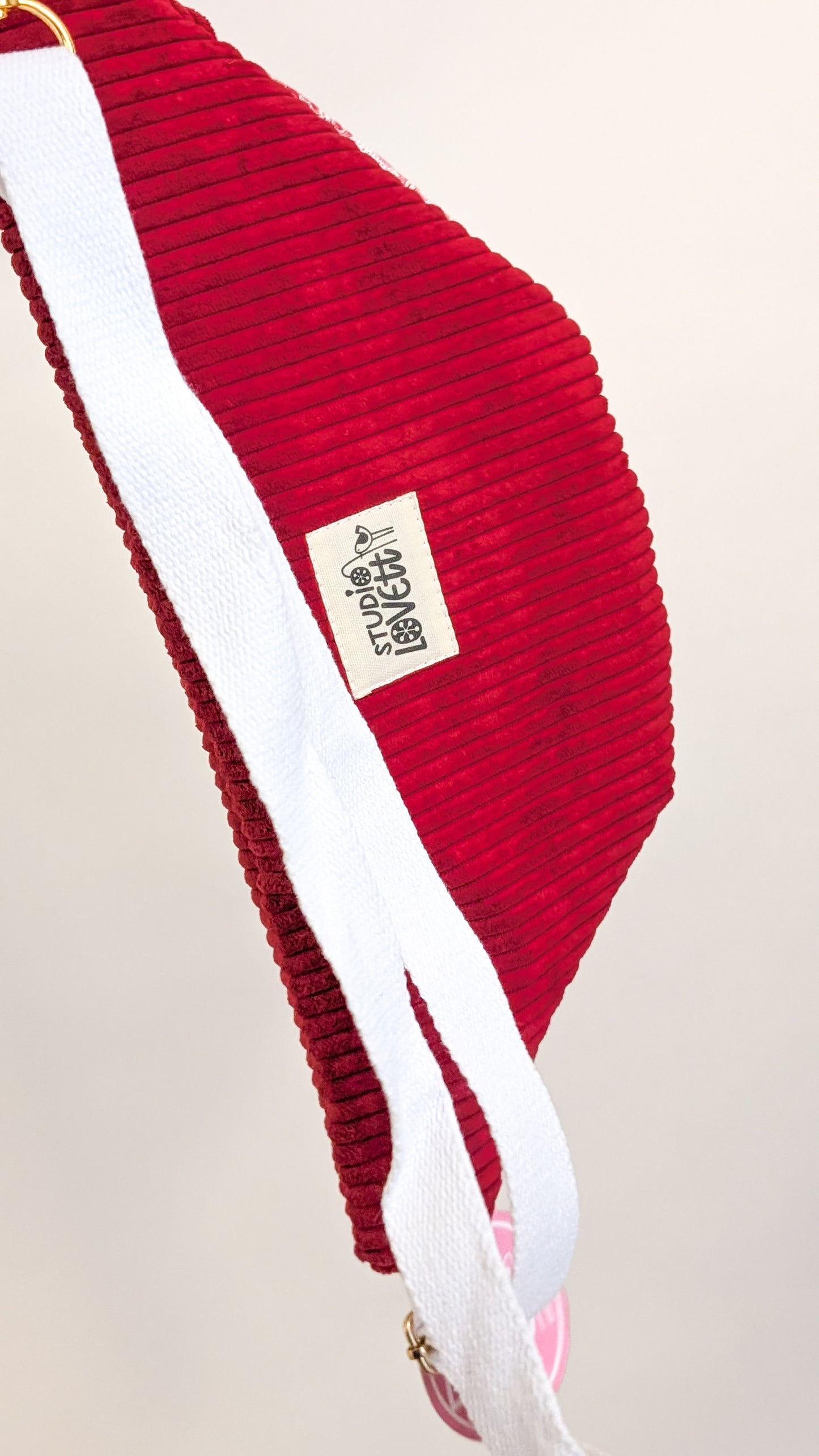 Upcycling Cord Bauchtasche Granny Red Berries Hipbag