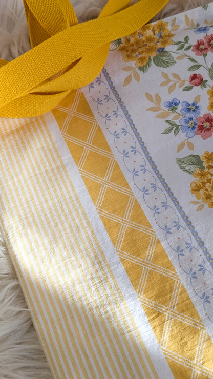 Upcycling Einkaufsbeutel Hortensien Einkaufstasche "Omi's Couchbezug"