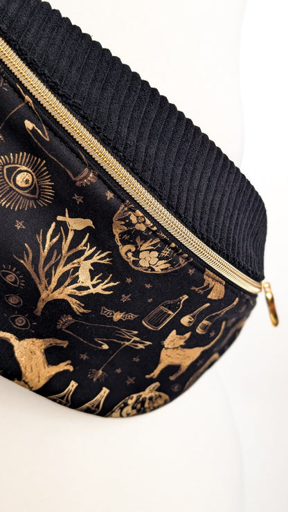 Hipbag Bauchtasche Crossbody Bag Schwarz GOLD Halloween Witch
