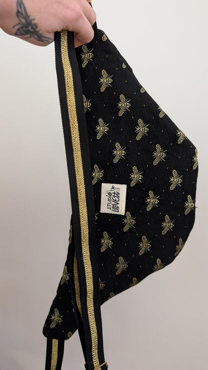 XL Bauchtasche Crossbody Bag Schwarz/Gold Bienen