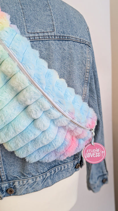 Große XL Umhängetasche Rainbow Plüsch Bauchtasche Kuschelfell